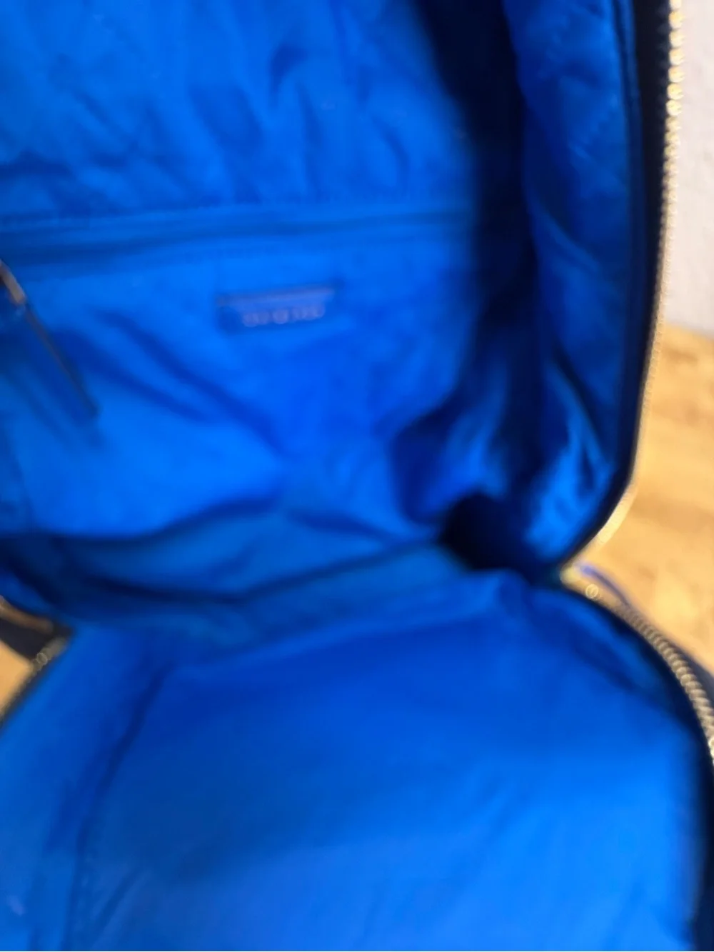 Tory Burch Perry Nylon Small Backpack Navy Blue Leather Trim Travel Bag Handbag